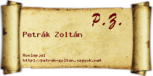 Petrák Zoltán névjegykártya