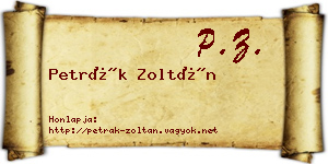 Petrák Zoltán névjegykártya